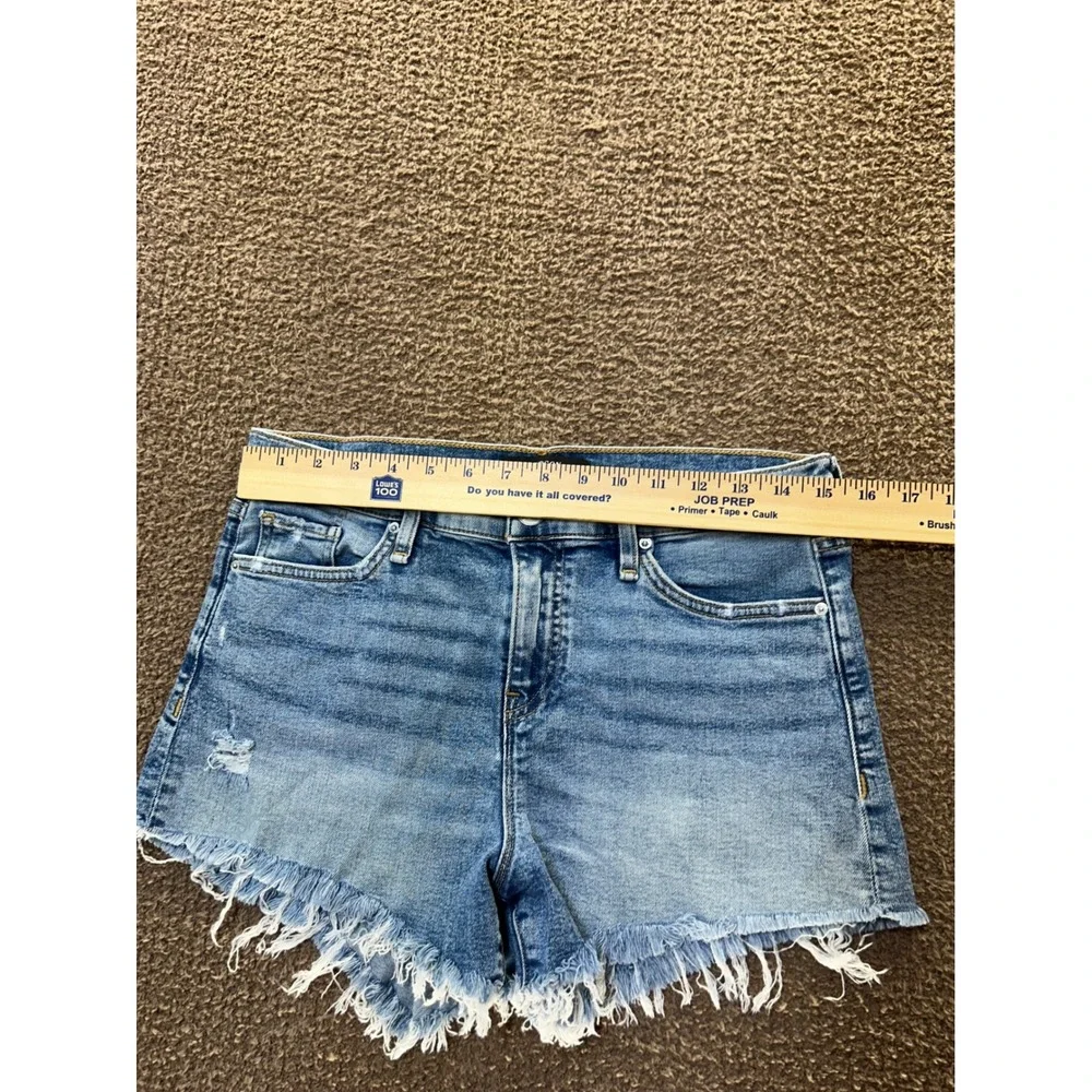 Hudson Gemma Cut Off Denim Shorts Distressed Frayed Hem Blue Womens Size 29